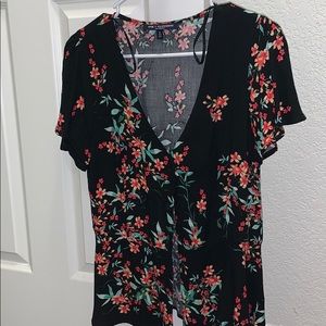 button down v neck floral shirt!